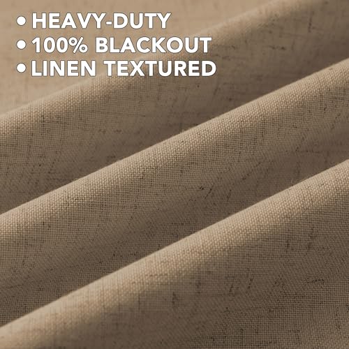 100% Blackout Linen Curtains 102" L Heathered Macchiato (Heathered Macchiato / 52"W x 102"L (Pack of 2))