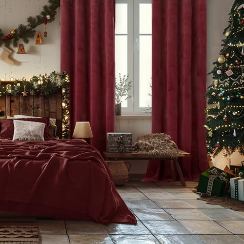 Extra Long Velvet Curtains 108 Inch Length for Living Room (Burgundy / 52"W x 108"L (Pack of 2))