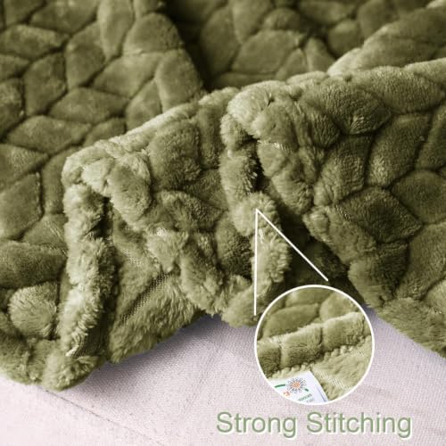 Fleece Throw Blanket for Couch Sofa (Olive Green / Throw ( 50x70 IN ))