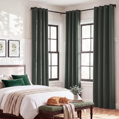 Dark Mallard Blackout Curtains for Baby Room 52" x 84" 2 Panels (Dark Mallard / 52"W x 84"L (Pack of 2))