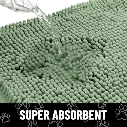 Dog Door Mat for Muddy Paws (30"X20" / Olive Green and Black)