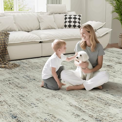 9x12 Washable Area Rug for Living Room Bedroom (Gray White/Blue / 9' x 12' (Rectangular))
