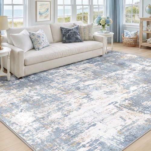 Washable 8'x10' Abstract Area Rug for Living Room Light Blue (Light Blue / 8' x 10' (Rectangular))