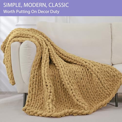 Chunky Knit Throw Blanket for Couch (Goldenrod / 40"x80" (Special Size Throw))