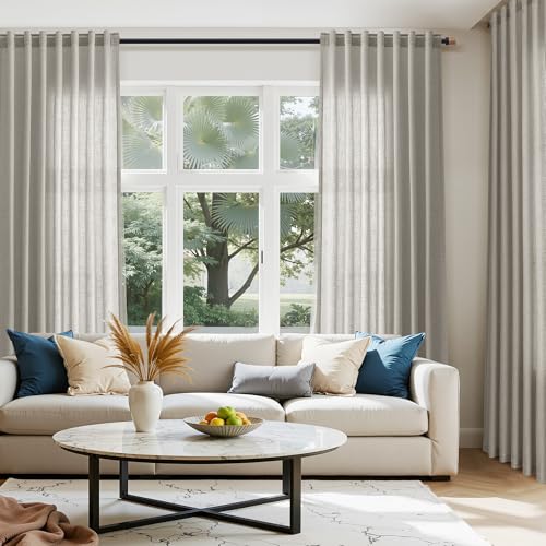 Silver Grey Linen Curtains 120 Inch Extra Long for Living Room Back Tab Light Filtering Semi Sheer Drapes Modern Farmhouse Boho Textured Curtain for Floor to Ceiling High Window 52x120 (52"W x 120"L (Pack of 2) / Silver Grey)