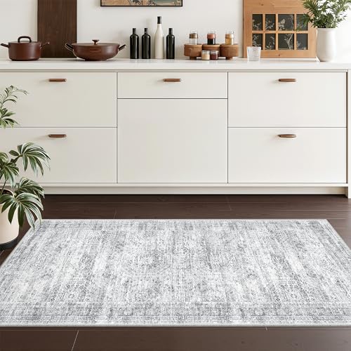 2x4 Rug Runners for Hallways Non Slip (Grey/Ivory / 2' x 4' (Runner))
