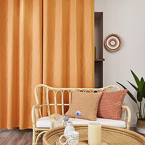 Living Room Curtains 72 Inches Long (Orange/Wave Dots / 42"W x 72"L (Pack of 2))