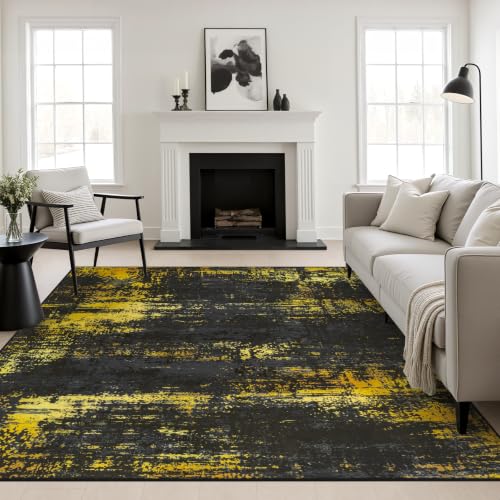 Area Rug Living Room (Dark Black Gold / 6' x 6' (Square))