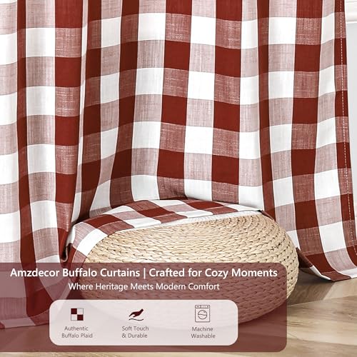 Red White Buffalo Plaid Check Grommet Curtains 90 Inch Length (Red/White / 40"W x 90"L (Pack of 2))