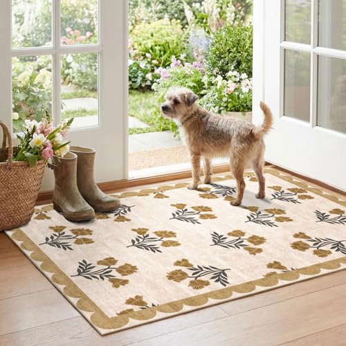 Floral Outdoor Rug (Flower - Beige / 2'4" x 3'7" (Rectangular))