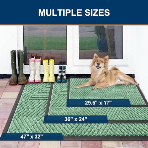 Front Door Mat Outside Entrance (Mint Green / 35" X 23")