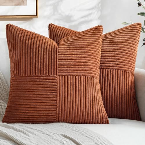 Fall Rust Boho Decorative Throw Pillow Covers for Couch 18x18 Inch (18" x 18" (Pack of 2) / Rust)