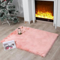 Faux Fur Rug Sheepskin Shag Fluffy Fuzzy Pink 3x4 ft Rugs for Bedroom Bedside Bed Floor Living Room Plush Rectangle High (4' x 3' (Rectangular) / Pink)
