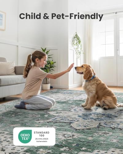 2x5 Washable Runner Rug (2' x 5' (Runner) / Dark/Green)
