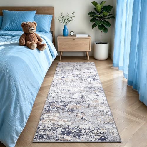 Washable 2x6 Non (Blue White Gold / 2' x 6' (Rectangular))