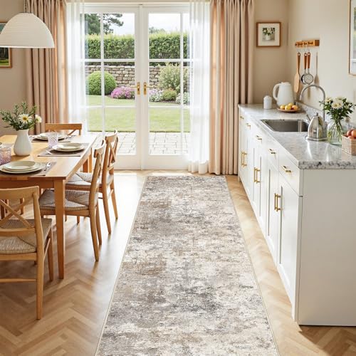 3x10 Washable Runner Rug for Hallway (Brown Grey / 3' x 10' (Runner))