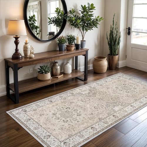 Hallway Washable Runner Rug (3' x 6' (Rectangular) / Beige)