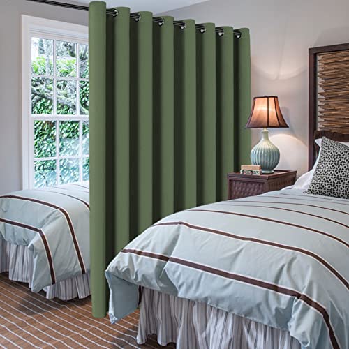 Blackout Patio Curtains 100 x 108 Inches for Sliding Door Extral Wide Blackout Curtain Panels Thermal Insulated Room Divider (100"W x 108"L (Pack of 1) / Bronze Green)