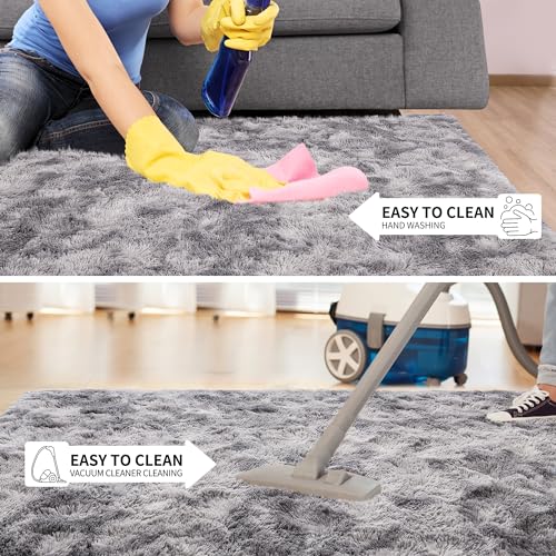 Area Rugs 9x12 for Living Room (Tie-dyed Light Grey / 9' X 12' (Rectangular))