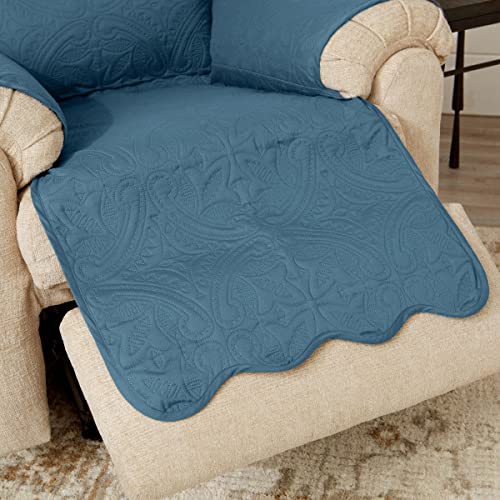 Reversible Recliner Cover (Recliner / Smoke Blue / Ivory)