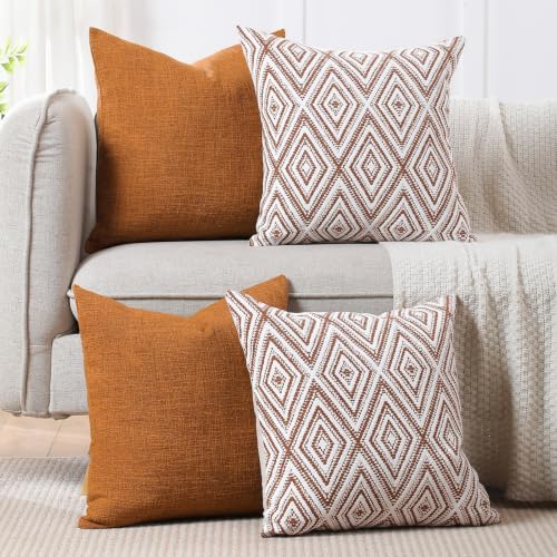 Throw Pillow Covers 18x18 (Golden Brown / 18" x 18" (Pack of 4))