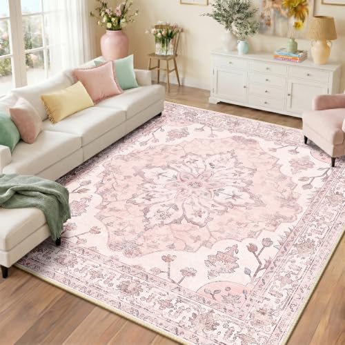 Washable Area Rug (Pink / 8' x 8' (Square))