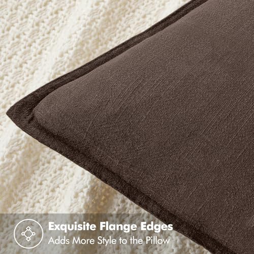 Decorative Linen Pillow Covers 16x16 Inch Reddish Brown (Reddish Brown / 16" x 16" (Pack of 2))