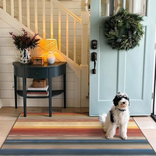 3x5 Ombre Entry Rug (Sunset Ombre - Rust/Blue / 3' x 5' (Rectangular))