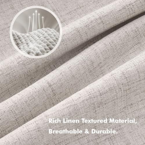 100% Blackout Linen Curtains for Bedroom 42 x 72 Inch Ivory 2 Panels (Ivory / 42"W x 72"L (Pack of 2))