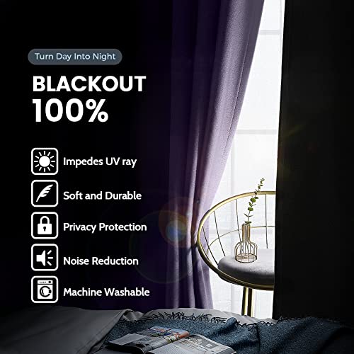 Lilac 100% Blackout Curtains Room Darkening Living Room 84 Inch (Lilac / 38"W x 84"L (Pack of 2))