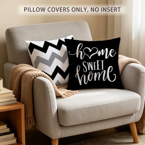 Throw Pillow Covers 18x18 (Black / 18" x 18" (Pack of 4))