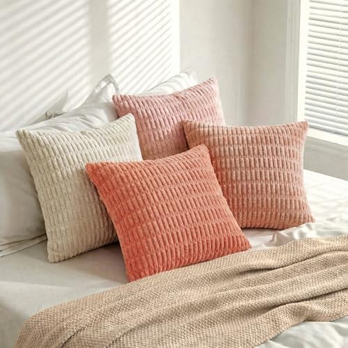 4 Packs Decorative Throw Pillow Covers for Living Room Couch Bed (26" x 26" (Pack of 4) / Pink Series)