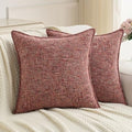 Pack of 2 Tweed Chenille Throw Pillow Covers 20x20 Inch (Burgundy / 20" x 20" (Pack of 2))
