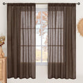 Brown Linen Curtains 72 Inches Long for Living Room (Brown / 52"W x 72"L (Pack of 2))