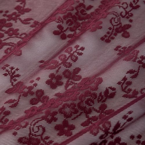 Vintage Lace Curtains 45 Inch Length (Burgundy / 52"W x 45"L (Pack of 2))
