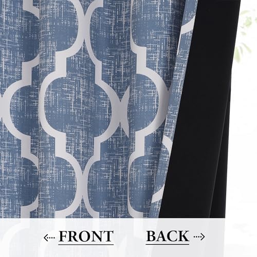 Moroccan 100% Blackout Curtains Bedroom Blue 50x72 2 Panels (Grommet | Blue / 50"W x 72"L (Pack of 2))