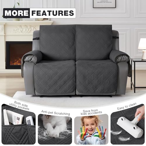 100% Waterproof Oversized Loveseat Recliner Cover (Charcoal Gray / 2 Seater Oversized)