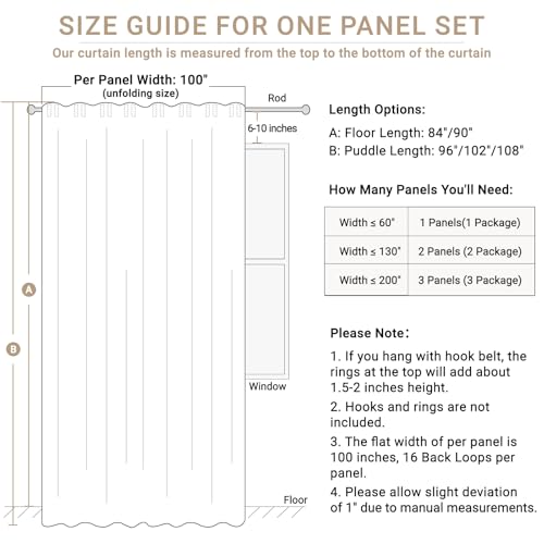 Linen Textured Total Blackout Sliding Door Curtains 84 Inches Long (Alba | Cream / 100"W x 84"L (Pack of 1))