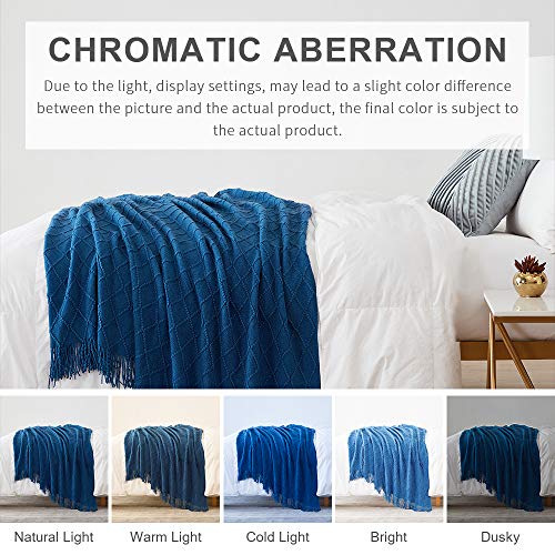 Royal Blue Throw Blanket 60x80Inch Knitted Soft Throw Sofa Blanket (Royal Blue / 60"x80")