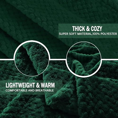 Large Waffle Fleece Throw Blanket for Couch (Green / 50x70 in)