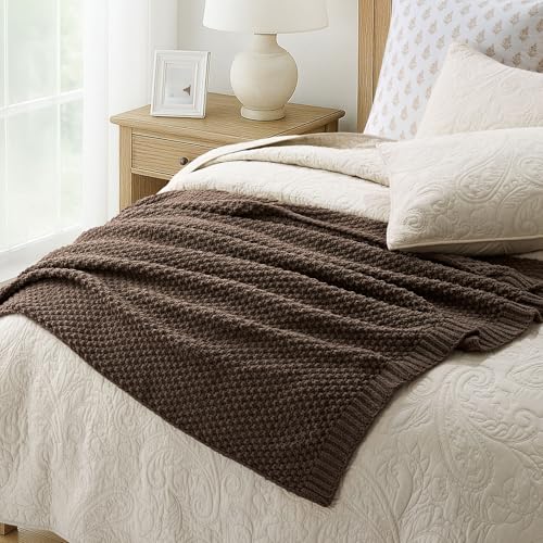 HOME Chunky Chenille Knit Throw Blanket (Cocoa Brown / 50" X 60")