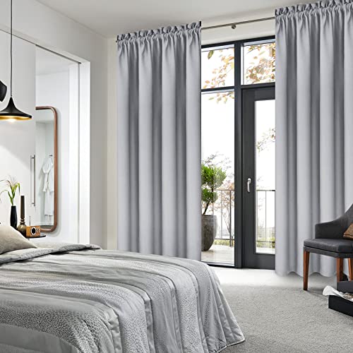 Blackout Curtains for Bedroom Living Room 42 x 84 Inch Long 2 Panels (Silver Grey / 42"W x 84"L (Pack of 2))