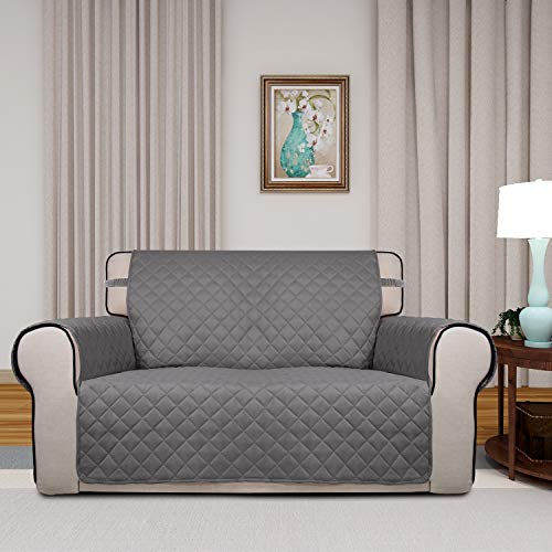 Reversible Quilted Couch Covers for Dogs Loveseat Sofa Cover 46.5” (Medium / Gray/Light Gray)