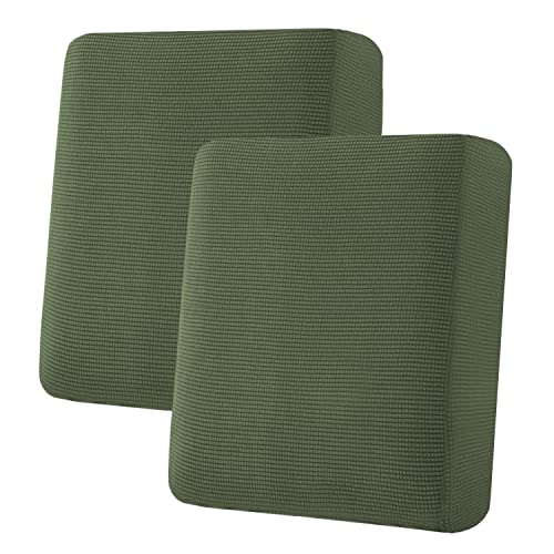 Super Stretch Individual Seat Cushion Covers Sofa Covers Couch Cushion Covers Slipcover Sets Thick Jacquard Textured Twill Fabric (Bronze Green / 2 Cushion Loveseat)