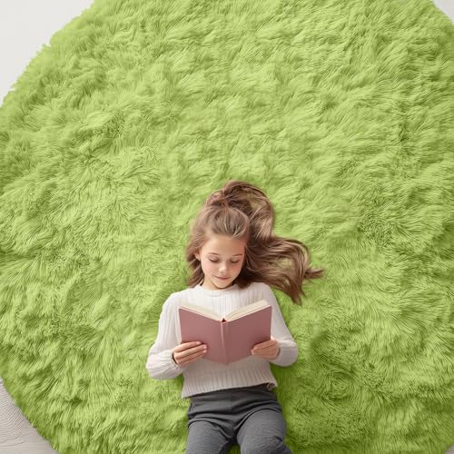 Grass Green Round Rugs for Bedroom (7 Ft Round / Grass Green)