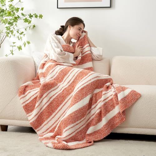 Orange Bedding Blanket Ultra Soft Microfiber (Stripe Orange / Twin (60"x80"))