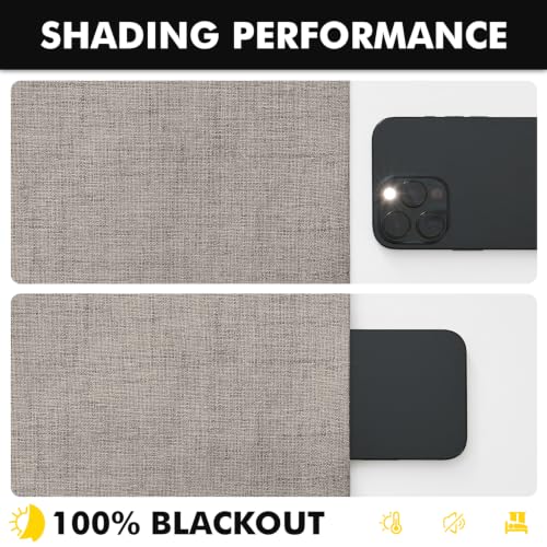 100% Blackout Linen Curtains 42 x 108 Inch Greige 2 Panels (Greige / 42"W x 108"L (Pack of 2))