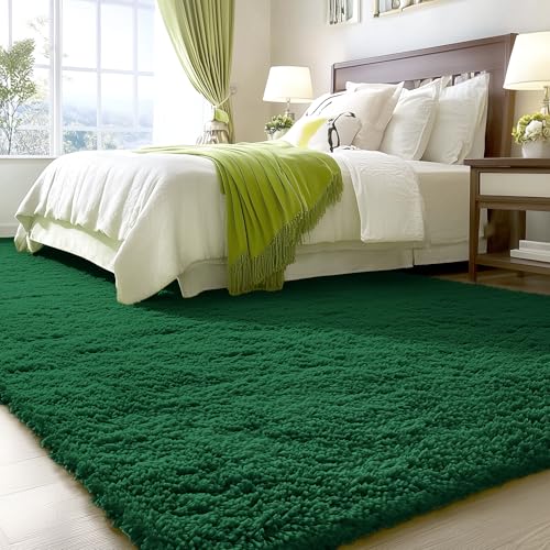 8x10 Machine Washable Large Area Rugs for Living Room (8x10 Ft / Dark Green)