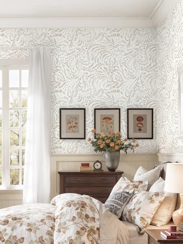 Peel and Stick Wallpaper Modern Boho Contact Paper Neutral Beige Wall Paper Removable Waterproof Self Stick Renter Friendly Wallpaper for Bedroom Living Room Bathroom Kitchen Vinyl 17.3”x197” (Light Brown / 17.3" x 197")