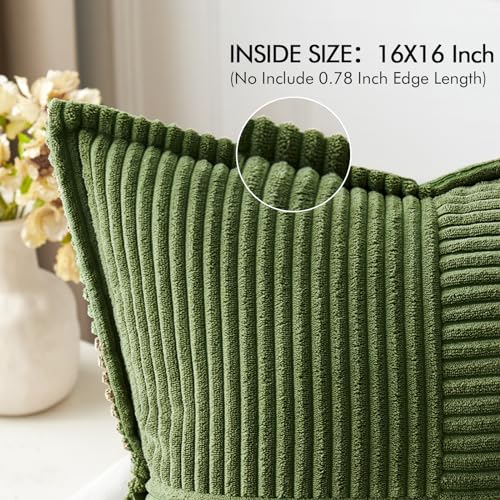 Decorative Throw Pillow Covers for Couch 16x16 Inch Moss Green (Moss Green / 16" x 16" (Pack of 2))